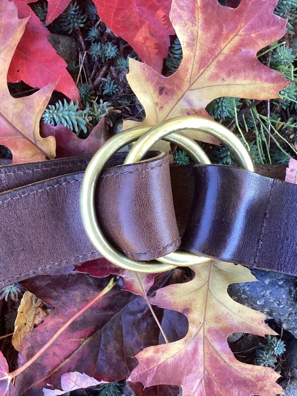 Spectacular Thick Genuine Supple Leather Heavy Brass Ring Slip Through Belt🦋
